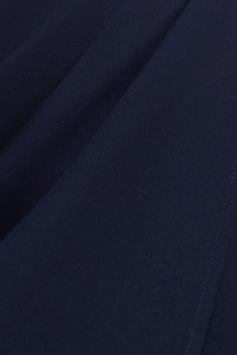 Off The Shoulder Chiffon Wing Scuba Crepe Midi Dress - Navy Blue by Goddiva