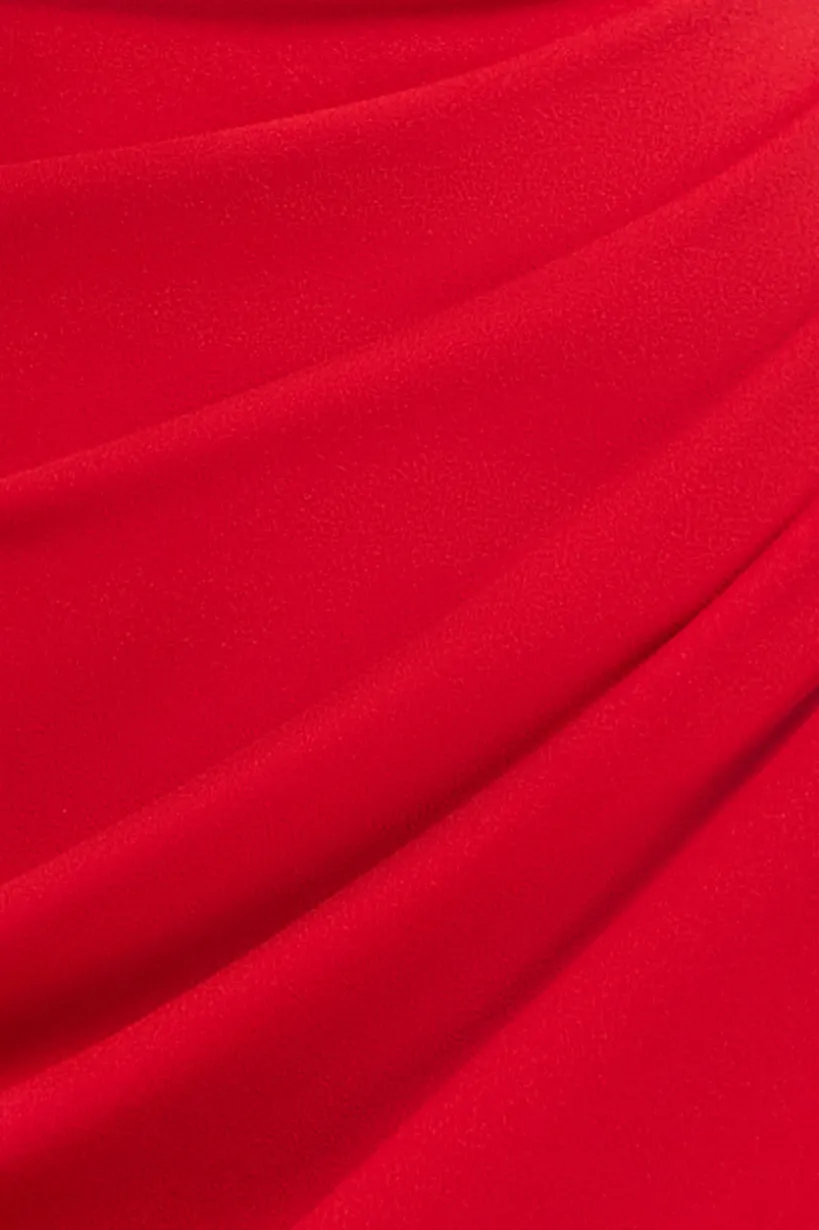 Off The Shoulder Chiffon Wing Scuba Crepe Midi Dress - Red by Goddiva