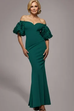 Off The Shoulder 3D Puffed Sleeve Sweetheart Maxi Dress - Emerald Green by Goddiva