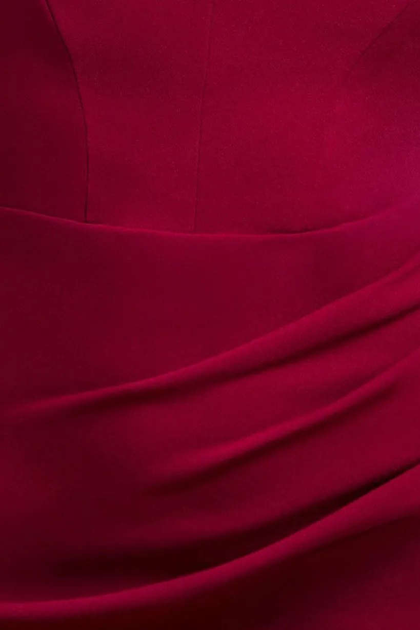 Off The Shoulder Draped Sleeve Maxi Dress - Burgundy by Goddiva