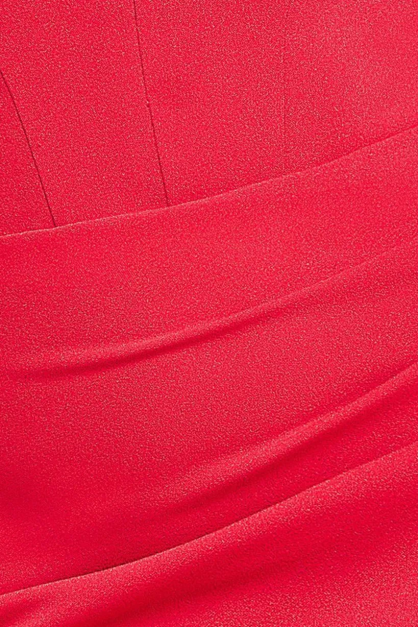 Off The Shoulder Draped Sleeve Maxi Dress - Red by Goddiva