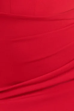 Off The Shoulder Draped Sleeve Maxi Dress With Diamante Neckline - Red by Goddiva