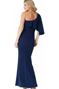Off The Shoulder Flair Maxi Dress - Navy by Goddiva