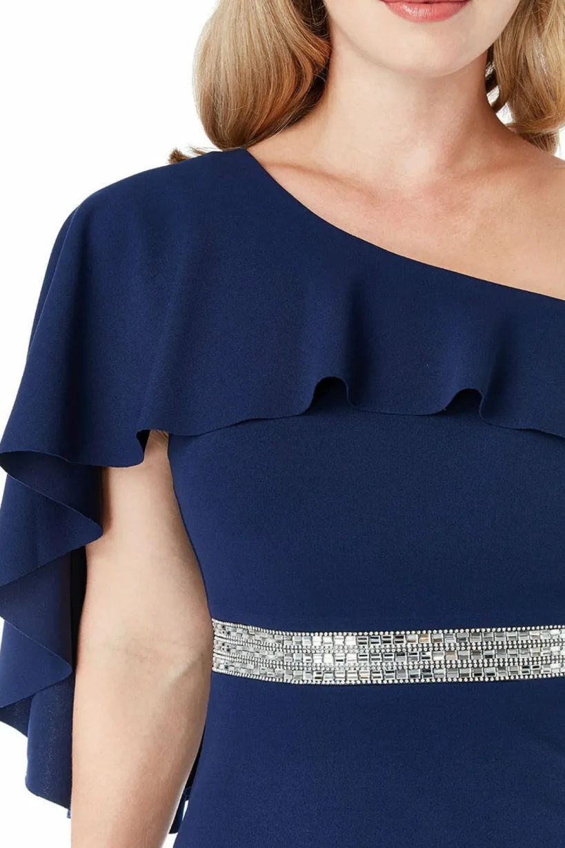 Off The Shoulder Flair Maxi Dress - Navy by Goddiva