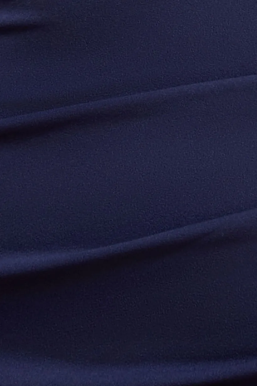 Off The Shoulder Pleated Waist Maxi Dress - Navy by Goddiva