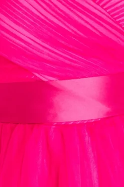 Off The Shoulder Princess Maxi Dress - Hot Pink by Goddiva