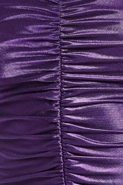 Off The Shoulder Ruched Mini - Purple by Goddiva