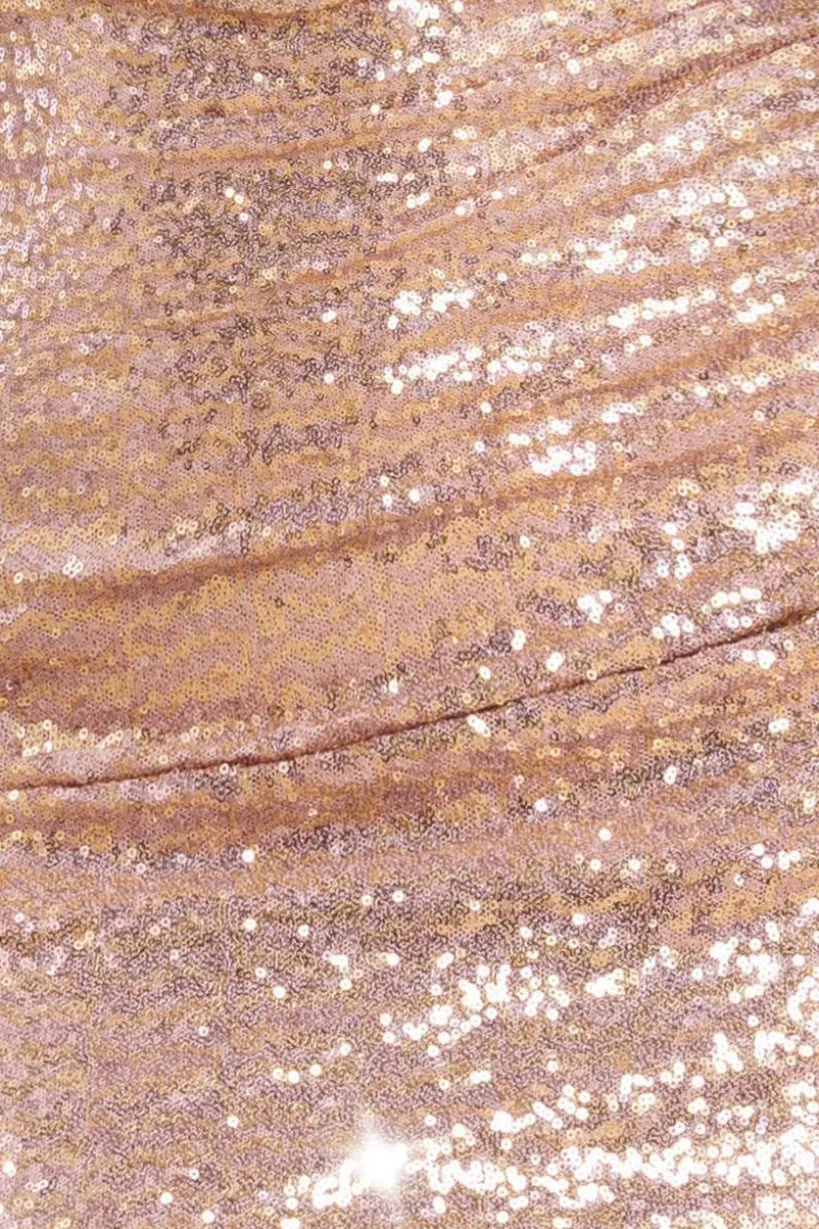 Off The Shoulder Sequin Wing Maxi Dress - Champagne by Goddiva