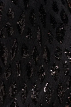 Ombre Sequin Halter Maxi With Thigh Split - Black by Goddiva