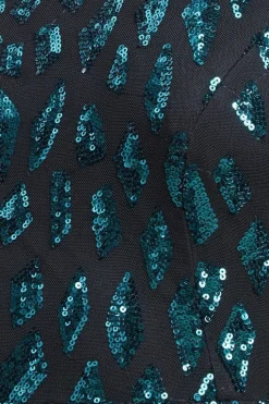 Ombre Sequin Halter Maxi Thigh Split - Emerald Green by Goddiva