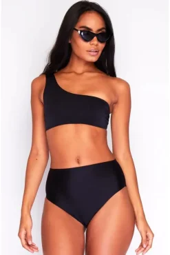One Shoulder Bikini Top In Black by Maribela
