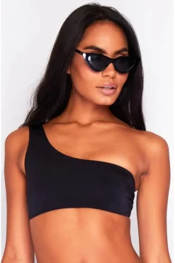 One Shoulder Bikini Top In Black by Maribela