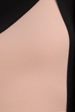 One Shoulder Contrast Bow Maxi Dress - Nude Black by Goddiva