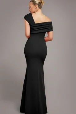 One Shoulder Evening Maxi Dress - Black by Goddiva