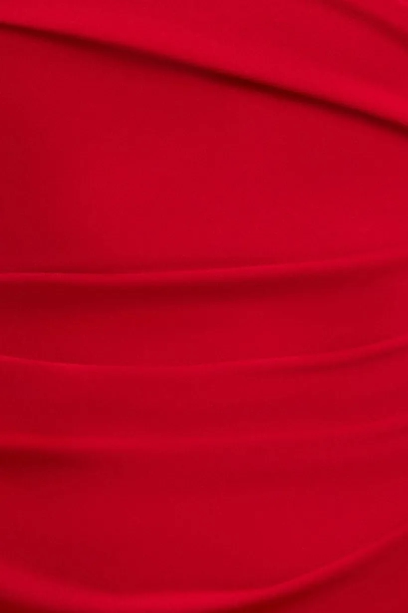 One Shoulder Evening Maxi Dress - Red by Goddiva