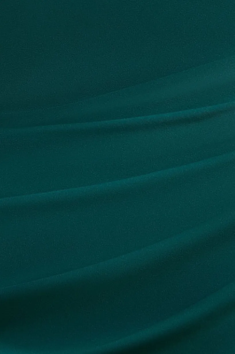 One Shoulder Evening Maxi Dress - Emerald Green by Goddiva
