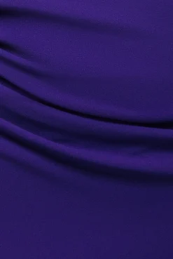 One Shoulder Front Split Scuba Maxi - Purple by Goddiva