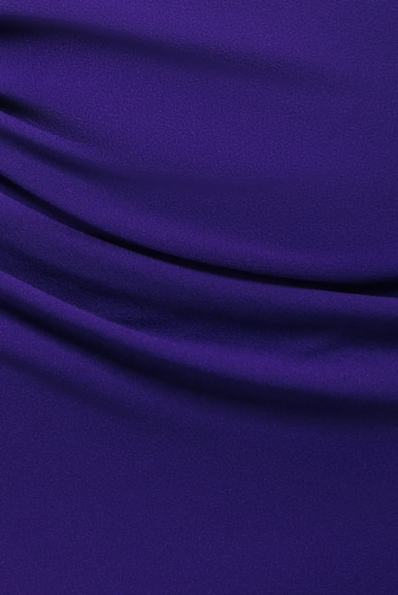 One Shoulder Front Split Scuba Maxi - Purple by Goddiva