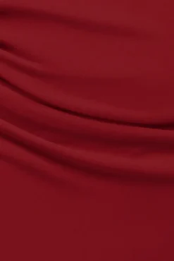 One Shoulder Front Split Scuba Maxi - Wine by Goddiva