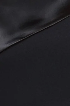 One Shoulder Satin Band Maxi Dress - Black by Goddiva Plus