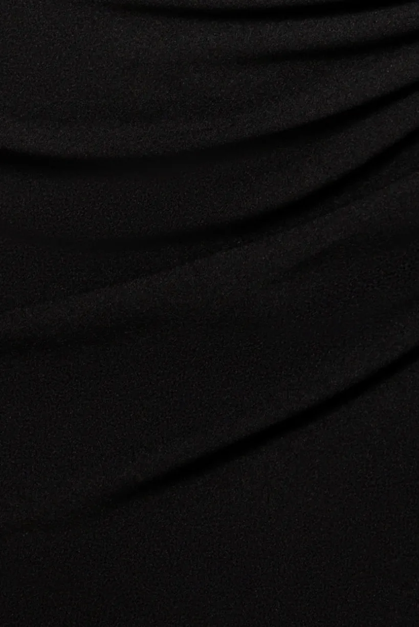 One Shoulder Satin Band Maxi Dress - Black by Goddiva
