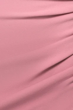 One Shoulder Satin Band Maxi Dress - Rose Pink by Goddiva