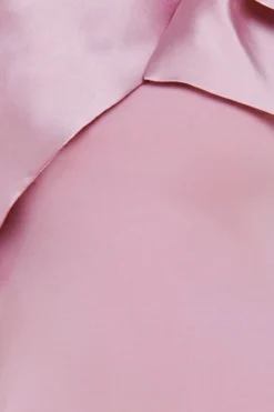 One Shoulder Satin Bow Scuba Crepe Maxi Dress - Blush by Goddiva