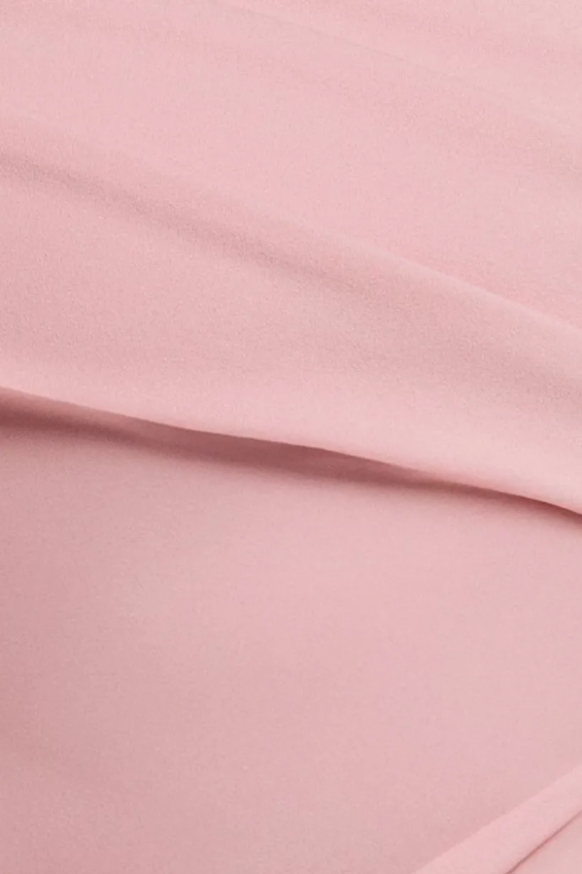 One Shoulder Scuba Crepe Evening Maxi Dress - Blush Pink by Goddiva