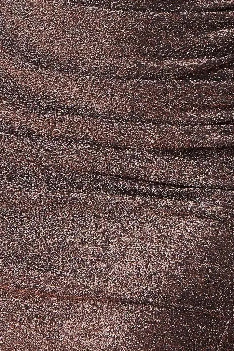 Open Back One Sleeve Lurex Midi - Bronze by Goddiva