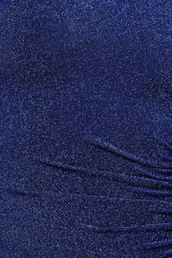Open Lurex Back One Sleeve Maxi Dress - Royal Blue by Goddiva