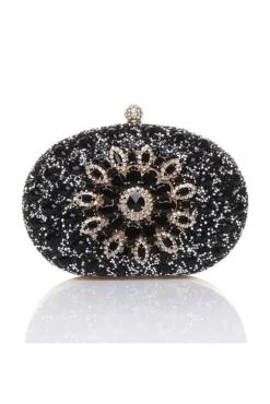 Oval Diamante Embellished Clutch Bag by SVNX