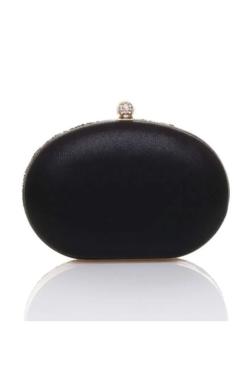 Oval Diamante Embellished Clutch Bag by SVNX