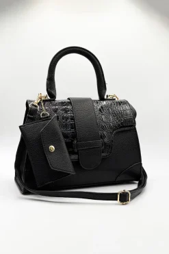 Patent Croc Top Handle Bag by SVNX