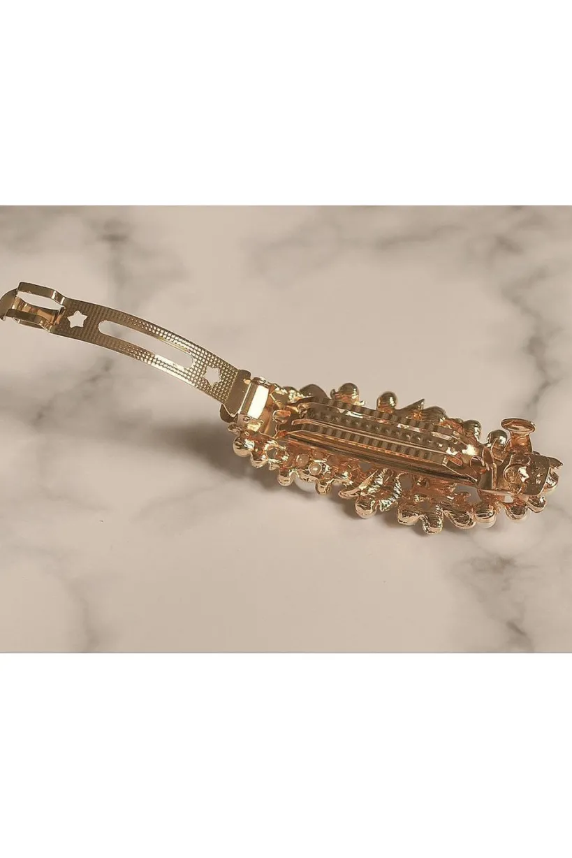 Pearl Hair Clip With Crystal by QueenMee Accessories