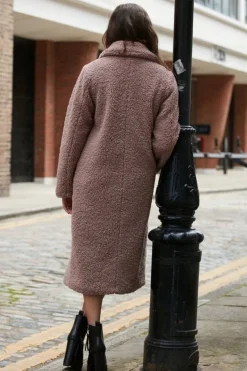 Pink Longline Fur Teddy Coat by Double Second