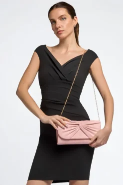 Pink Suede Clutch Bag With Knot Detail by Aftershock London