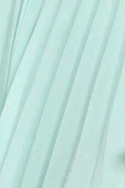 Pleated Bardot High Low Tier Chiffon Midaxi Dress - Mint Green by Goddiva