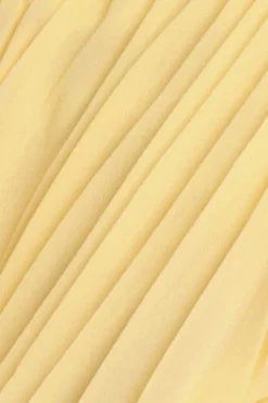 Pleated Bardot High Low Tier Chiffon Midaxi Dress - Lemon by Goddiva
