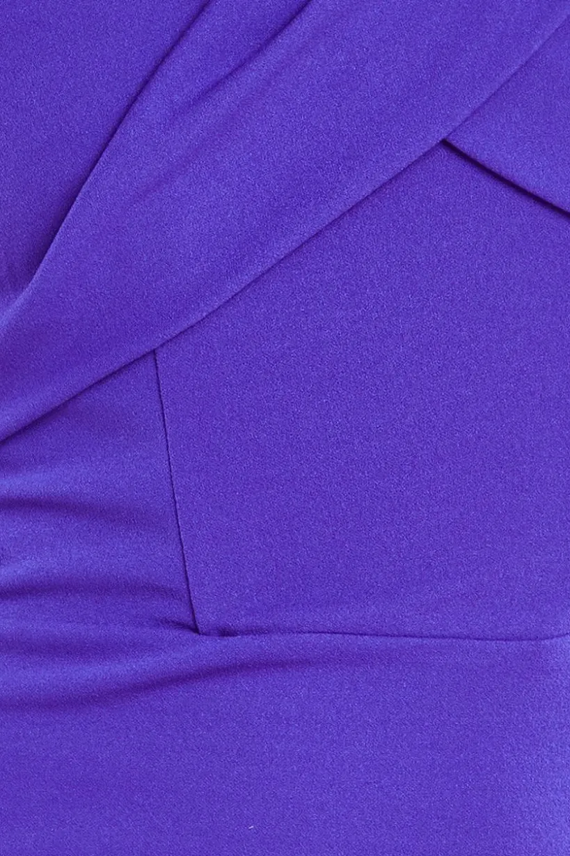Pleated Bardot Scuba Maxi Dress - Purple by Goddiva