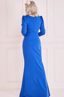 Pleated Front Wrap Scuba Maxi by Goddiva