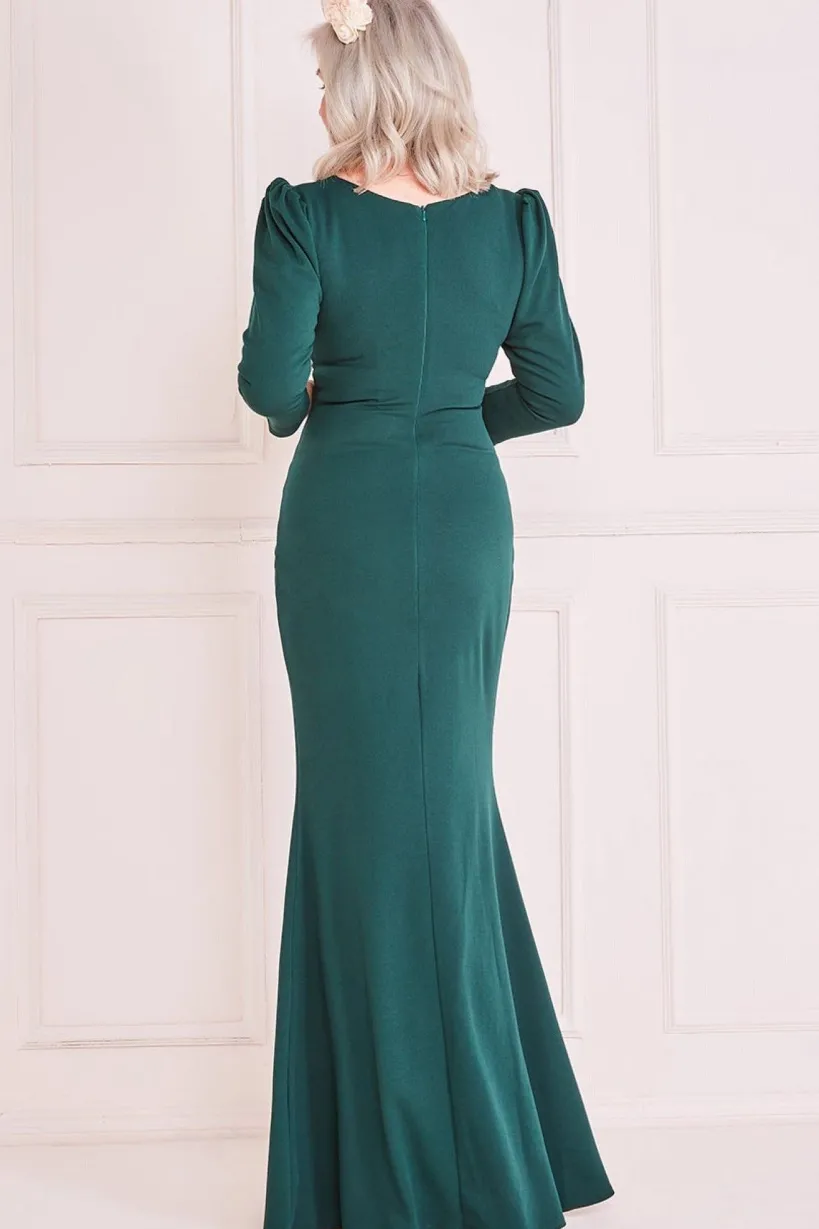 Pleated Front Wrap Scuba Maxi by Goddiva