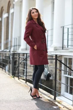 Plum Fitted Trench Coat by Double Second