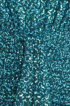Plunge V-Neck Sequin Maxi - Emerald Green by Goddiva