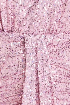 Plunge V-Neck Sequin Maxi - Blush by Goddiva