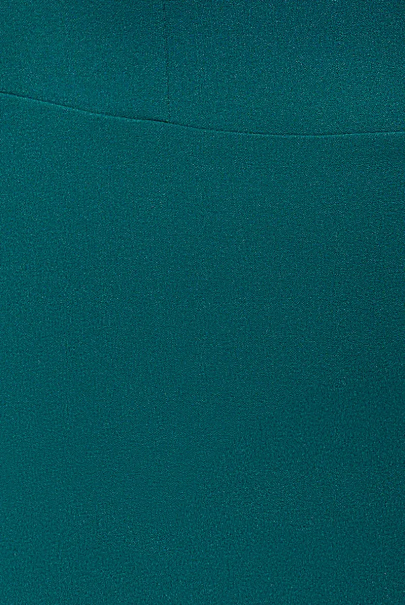 Plunging Neck Pleated Sleeves Scuba Maxi Dress - Emerald Green by Goddiva