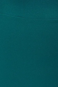Plunging Neck Pleated Sleeves Scuba Maxi Dress - Emerald Green by Goddiva