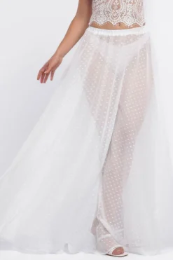 Polka Dobby Chiffon A-Line Maxi Skirt by Goddiva