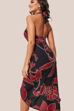 Printed Crossover Midi - Black by Goddiva