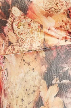 Printed Soft Mesh A-Line Maxi Dress - Orange by Goddiva