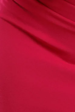 Puffy Satin Sleeve Scuba Maxi Dress - Magenta by Goddiva